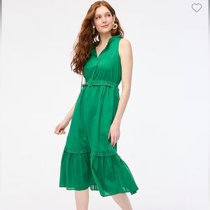 Green Tie Front Midi Dress